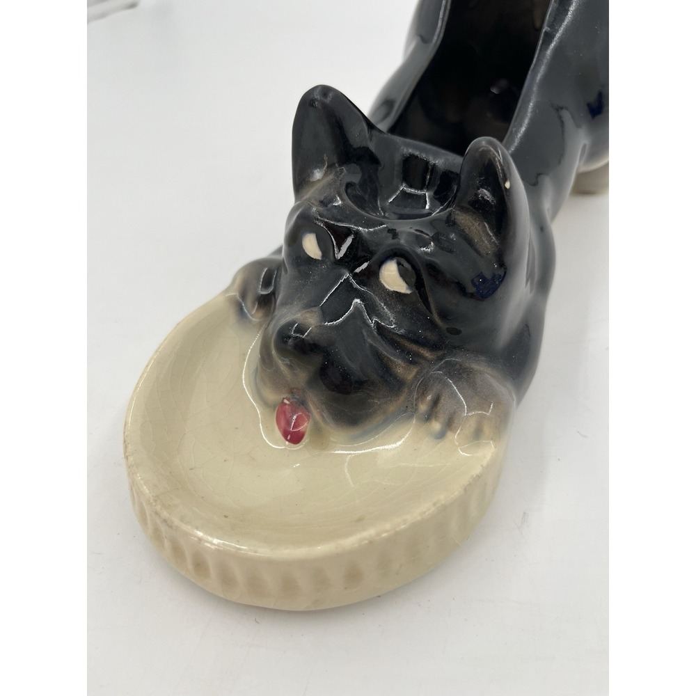 McCoy Pottery Scottie Dog Pipe Holder Change Holder Vanity Dresser Valet